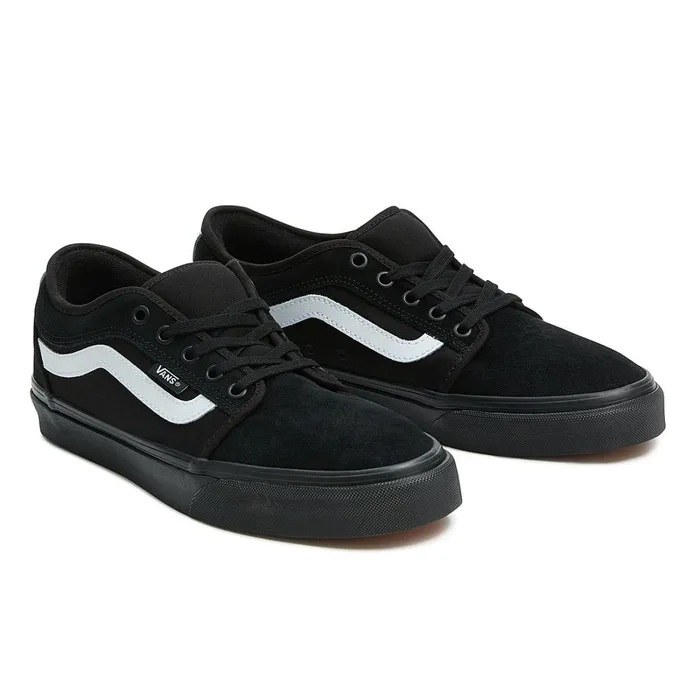 Vans Skate Shoes Women Chukka Low Sidestripe Shoes Black White
