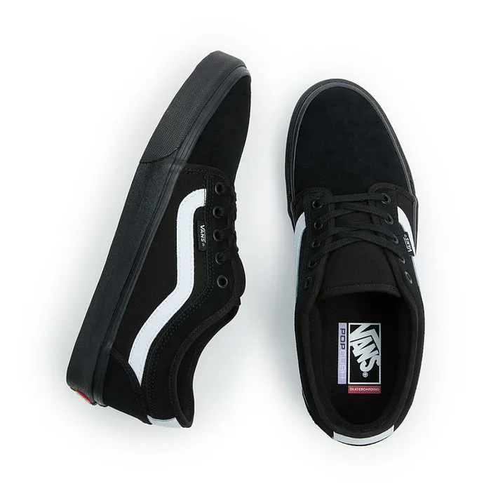Vans Skate Shoes Women Chukka Low Sidestripe Shoes Black White