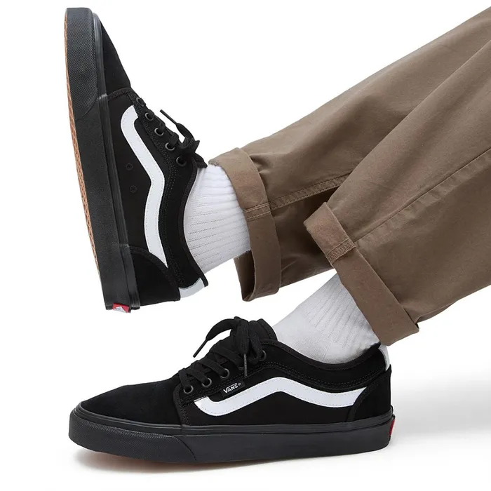 Vans Skate Shoes Women Chukka Low Sidestripe Shoes Black White