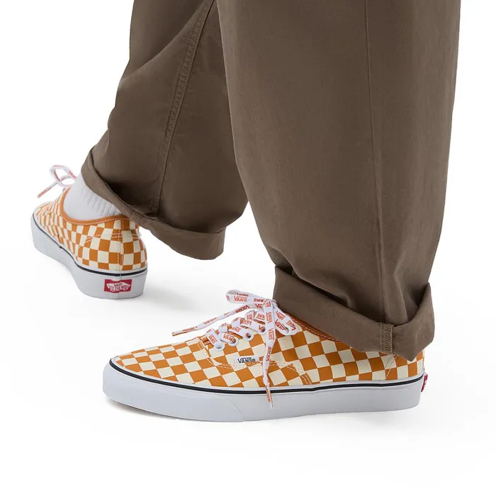 Vans View All Men Check Authentic Shoes White Orange
