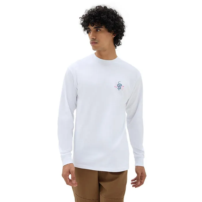 Vans View All Men Distorted Snake Long Sleeve TShirt White
