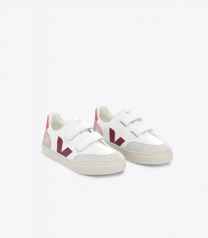 VEJA V12 Kids V12 CHROMEFREE LEATHER WHITE MULTICO NACRE