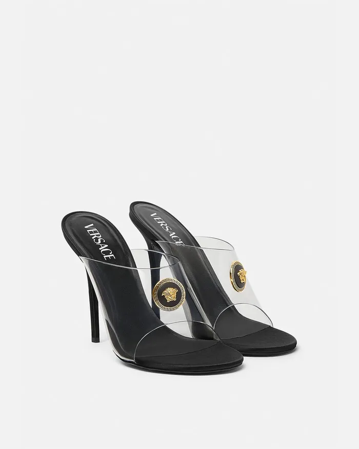 Versace Alia Transparent Mules 110 Mm Black Women Alia