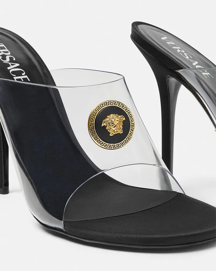 Versace Alia Transparent Mules 110 Mm Black Women Alia