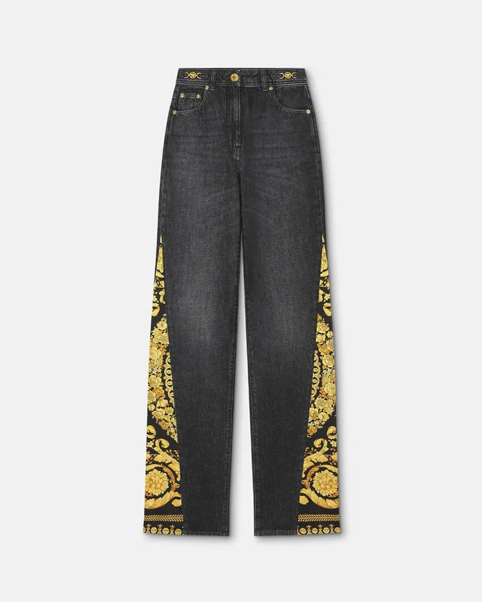 Versace Barocco Boyfriend Jeans Blackprint Women Pants and Shorts