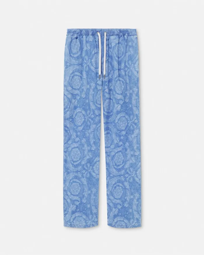 Versace Barocco Chambray Denim Pants Blue Men Pants and Shorts