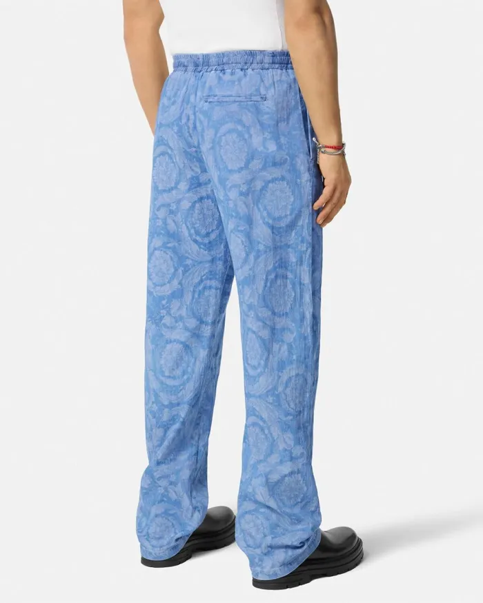 Versace Barocco Chambray Denim Pants Blue Men Pants and Shorts