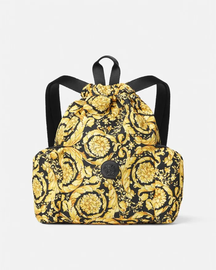 Versace Barocco Drawstring Backpack Black Kids Bags and Accessories