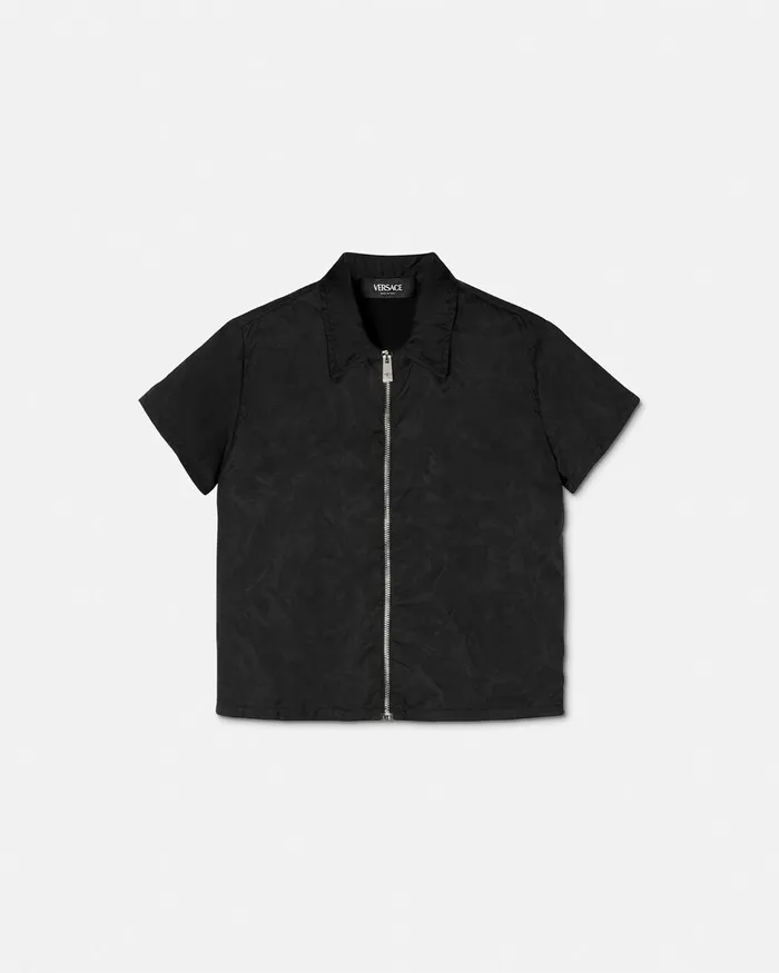 Versace Barocco Jacquard Nylon Shirt Black Kids Shirts