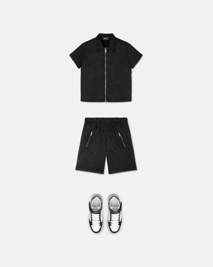 Versace Barocco Jacquard Nylon Shirt Black Kids Shirts