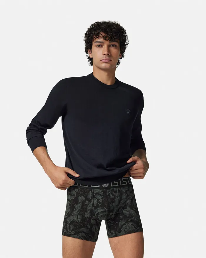 Versace Barocco Long Trunks Black Men Boxers