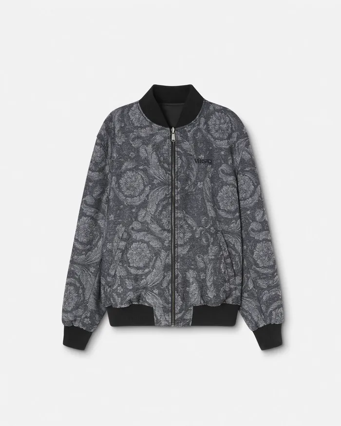 Versace Barocco Reversible Bomber Jacket Gray Men Jackets and Coats