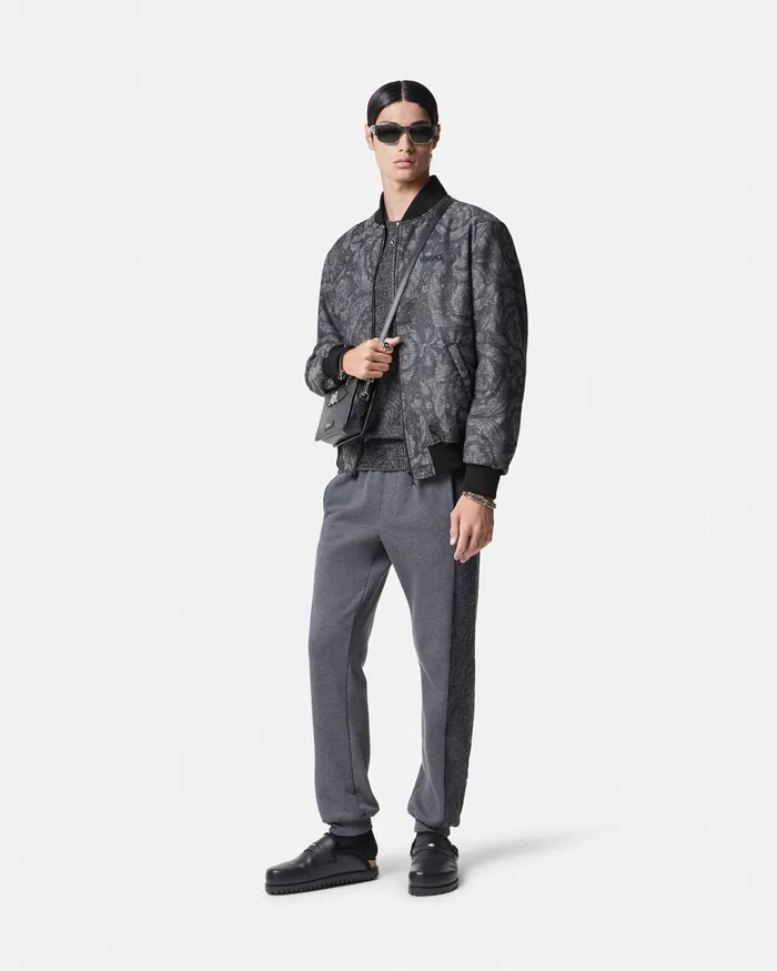 Versace Barocco Reversible Bomber Jacket Gray Men Jackets and Coats
