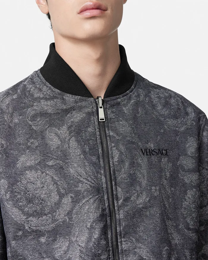 Versace Barocco Reversible Bomber Jacket Gray Men Jackets and Coats
