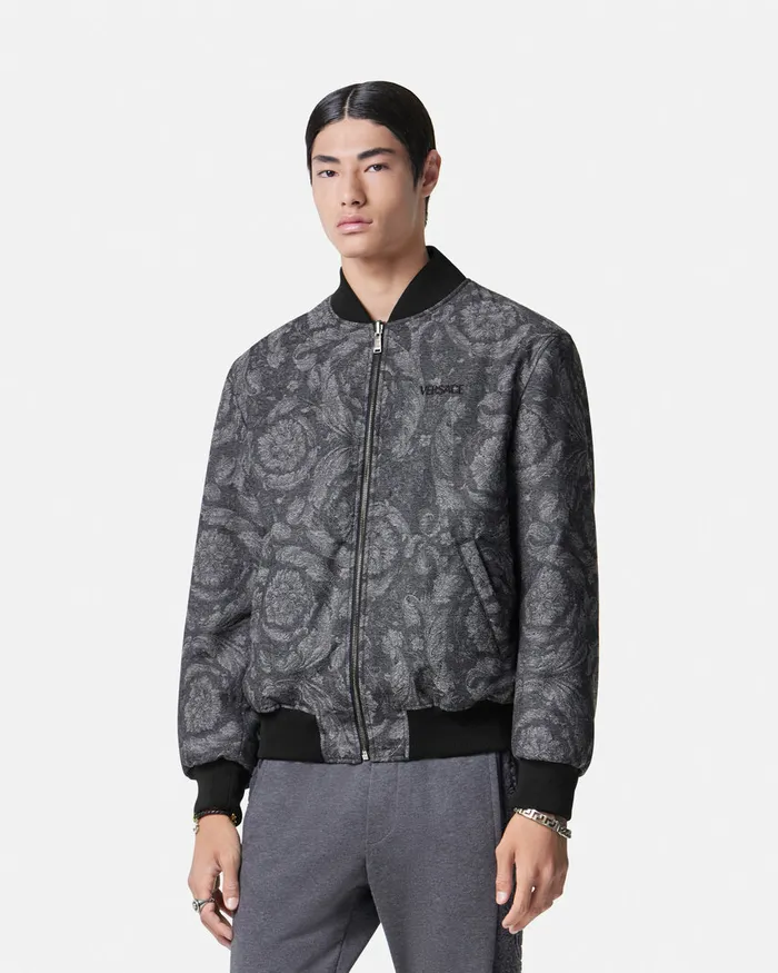 Versace Barocco Reversible Bomber Jacket Gray Men Jackets and Coats