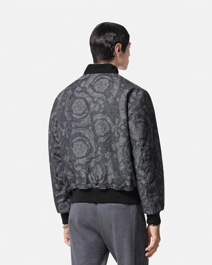Versace Barocco Reversible Bomber Jacket Gray Men Jackets and Coats