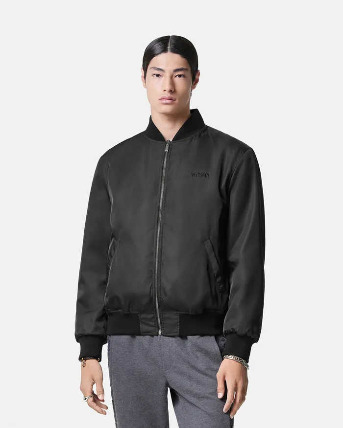 Versace Barocco Reversible Bomber Jacket Gray Men Jackets and Coats