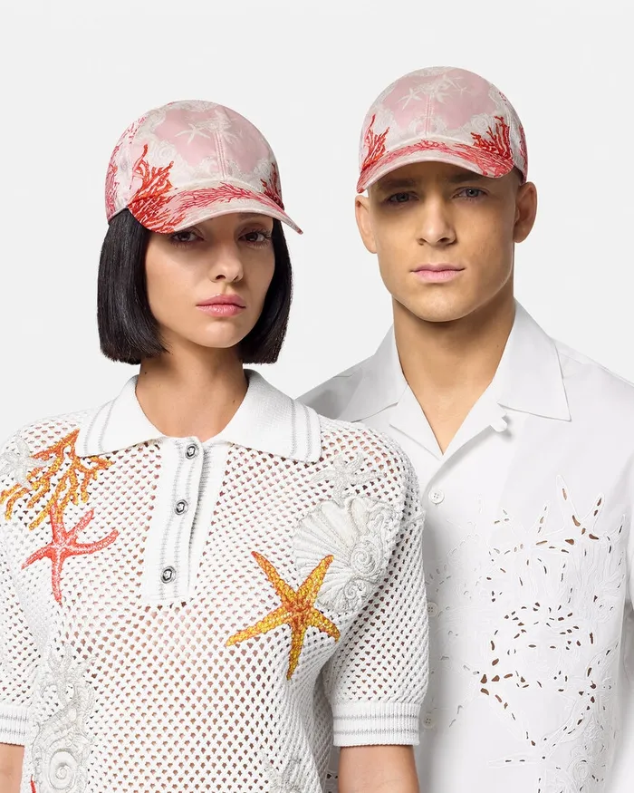 Versace Barocco Sea Baseball Cap Pinkprint MenWomen Hats and Caps