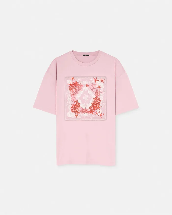 Versace Barocco Sea Oversized TShirt Pinkprint Women TShirts and Sweatshirts
