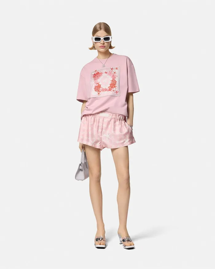 Versace Barocco Sea Oversized TShirt Pinkprint Women TShirts and Sweatshirts