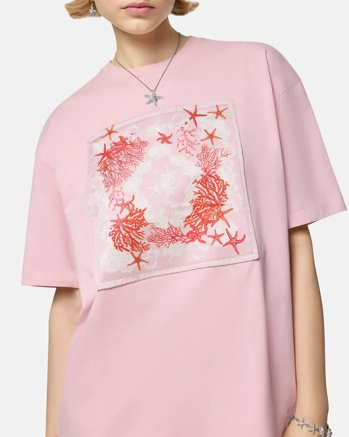 Versace Barocco Sea Oversized TShirt Pinkprint Women TShirts and Sweatshirts