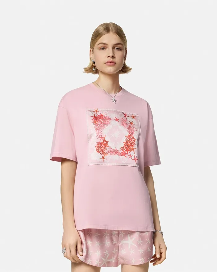 Versace Barocco Sea Oversized TShirt Pinkprint Women TShirts and Sweatshirts