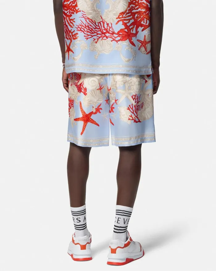 Versace Barocco Sea Silk Shorts Blueprint Men Pants and Shorts