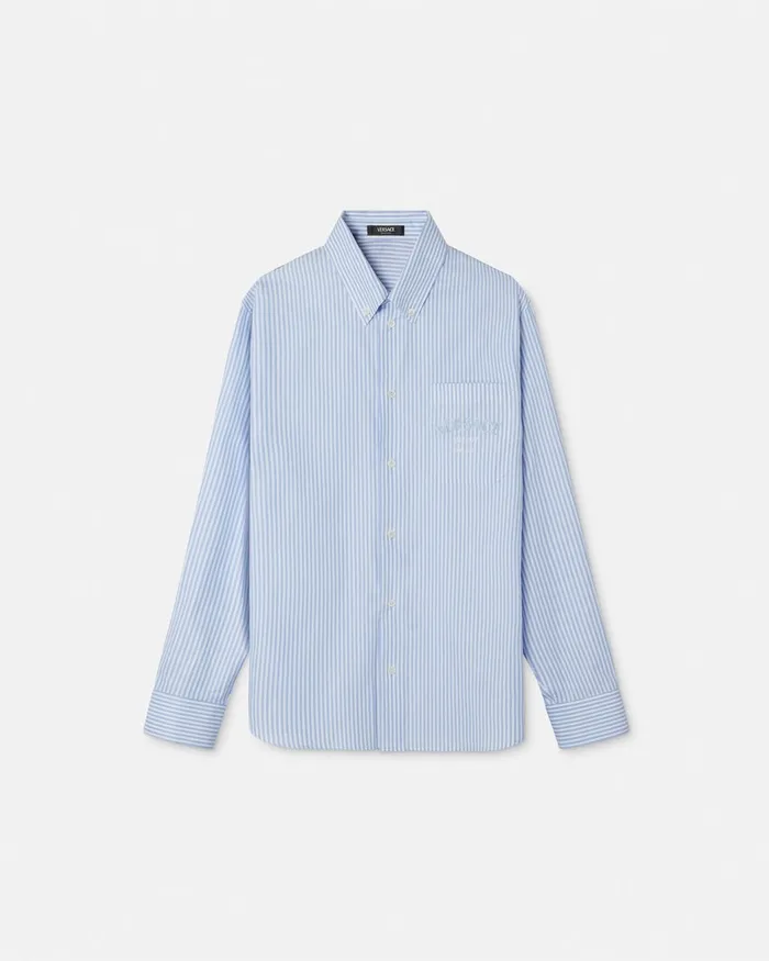 Versace Barocco Sea Striped Shirt Blueprint Men Shirts