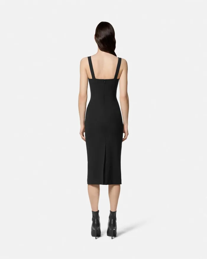 Versace Baroque Buckle Bustier Midi Dress Blackprint Women Jeans Couture