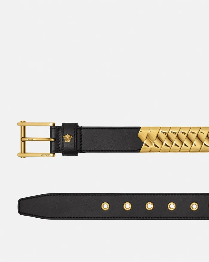 Versace Bind Leather Belt 12034 Blackgold Men Belts