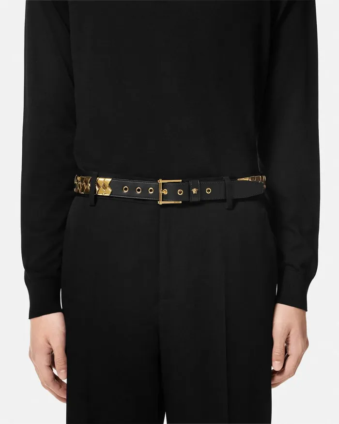Versace Bind Leather Belt 12034 Blackgold Men Belts