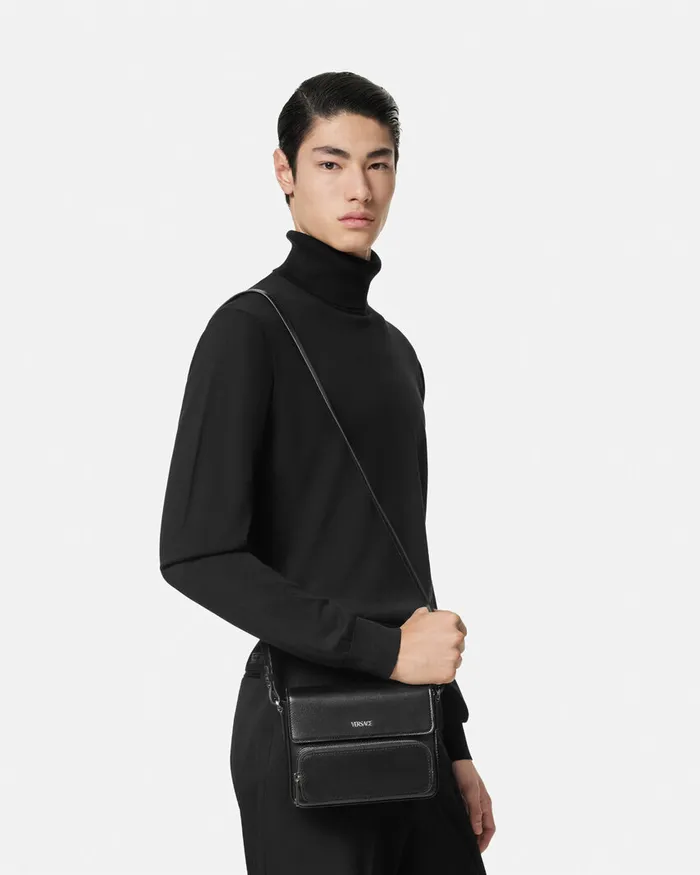 Versace Cargo Messenger Bag Blacksilver Men Crossbody and Messengers