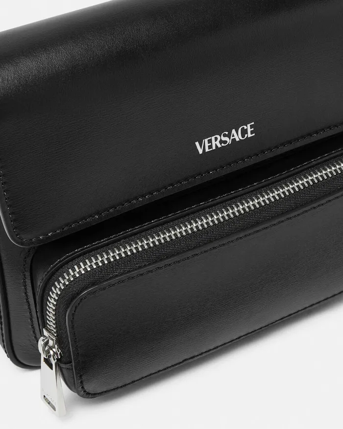 Versace Cargo Messenger Bag Blacksilver Men Crossbody and Messengers