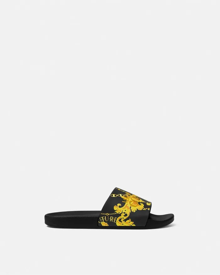 Versace Chain Couture Slides Blackgold Men Jeans Couture