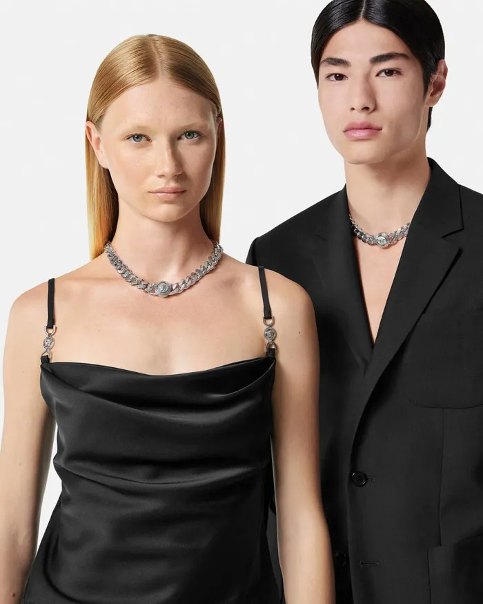 Versace Chain Medusa Necklace Silver WomenMen Necklaces