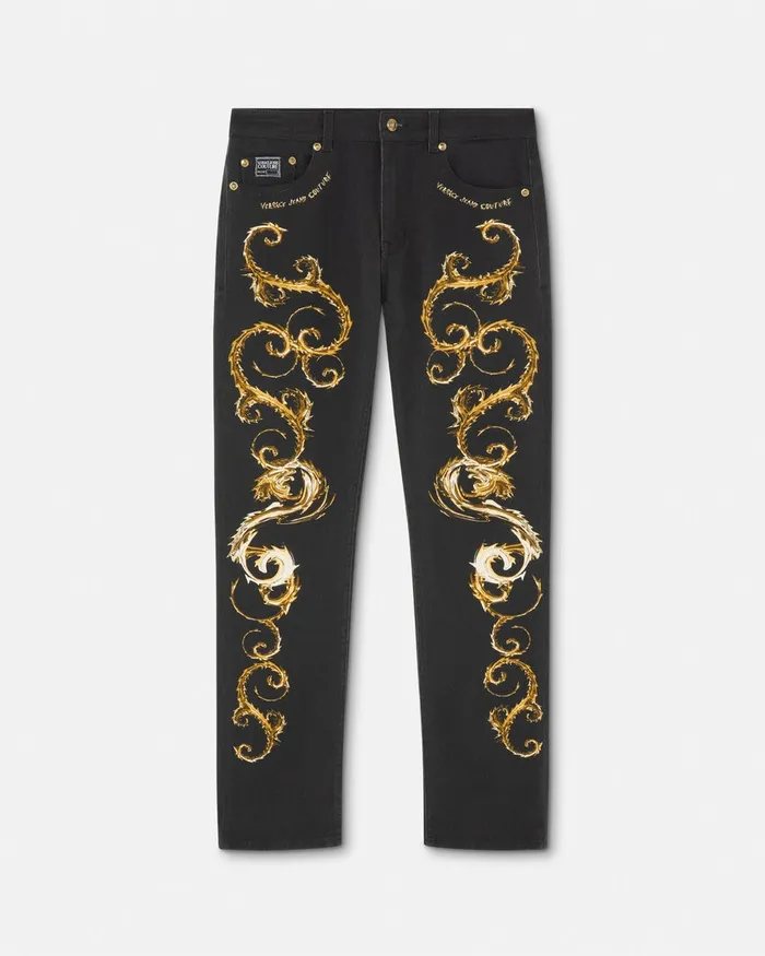 Versace Chromo Couture SlimFit Jeans Blackgold Men Jeans Couture