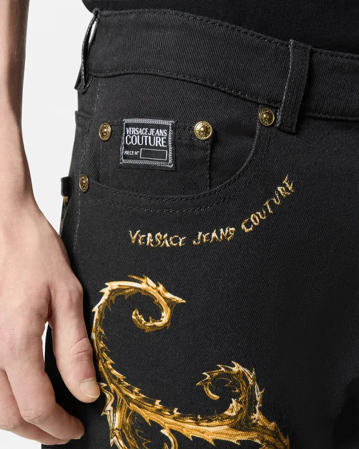 Versace Chromo Couture SlimFit Jeans Blackgold Men Jeans Couture