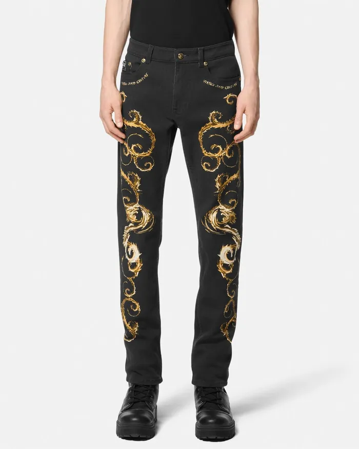 Versace Chromo Couture SlimFit Jeans Blackgold Men Jeans Couture