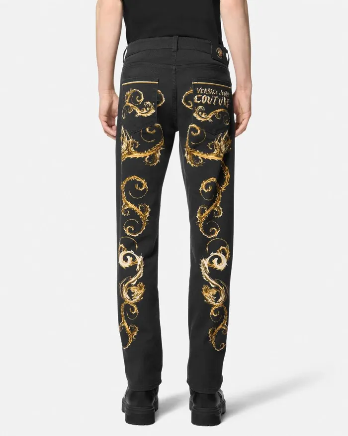 Versace Chromo Couture SlimFit Jeans Blackgold Men Jeans Couture