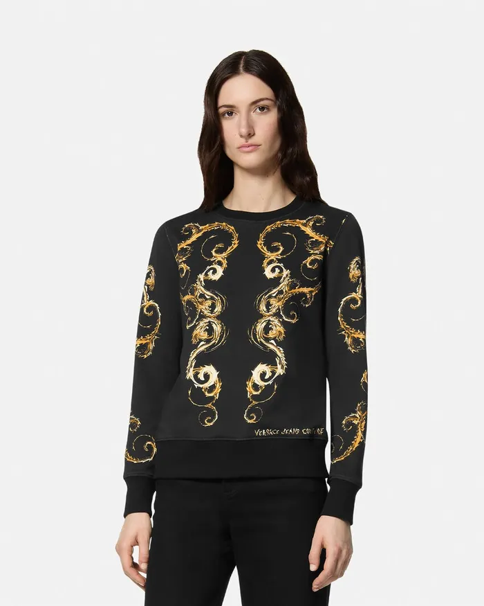 Versace Chromo Couture Sweatshirt Blackgold Women Jeans Couture