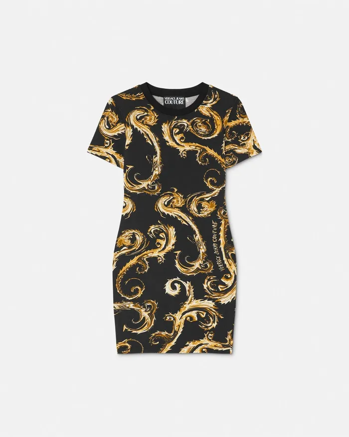 Versace Chromo Couture TShirt Dress Blackgold Women Jeans Couture