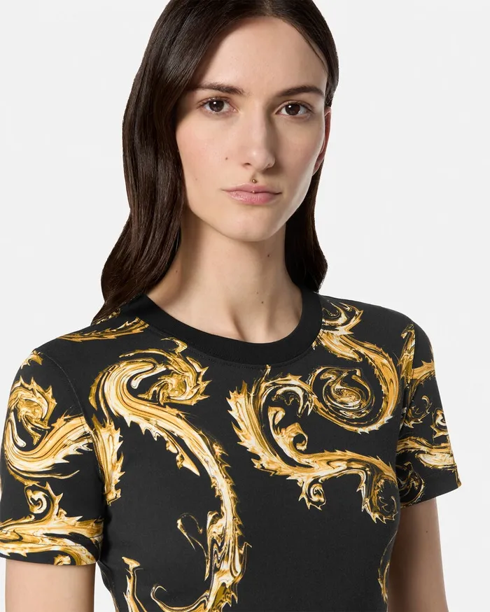 Versace Chromo Couture TShirt Dress Blackgold Women Jeans Couture