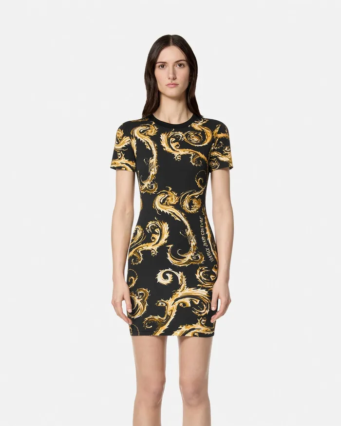 Versace Chromo Couture TShirt Dress Blackgold Women Jeans Couture