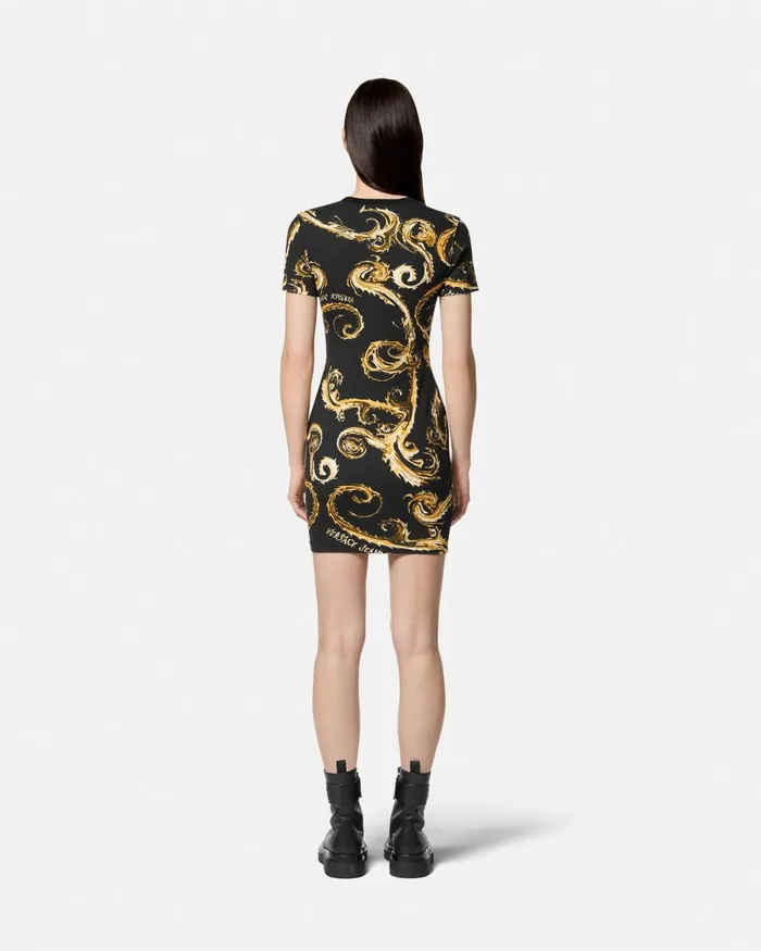 Versace Chromo Couture TShirt Dress Blackgold Women Jeans Couture
