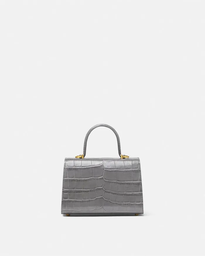 Versace CrocEffect Medusa 03995 Small Handbag Gray Women Top Handle