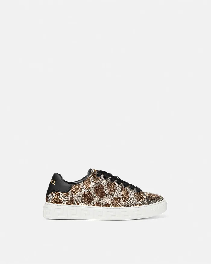 Versace Crystal Leopard Greca Sneakers Animalier Women Sneakers