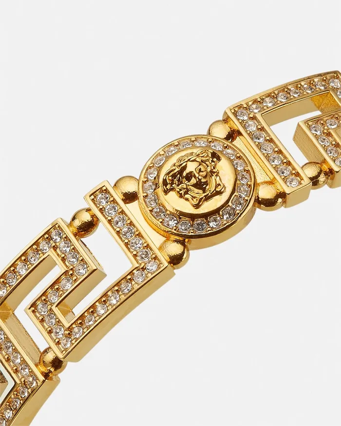 Versace Crystal Medusa Greca Cuff Bracelet Gold WomenMen Bracelets
