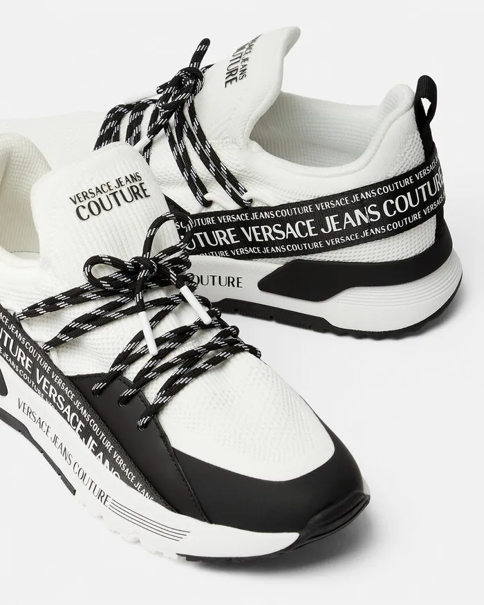 Versace Dynamic Logo Sneakers White Men Jeans Couture