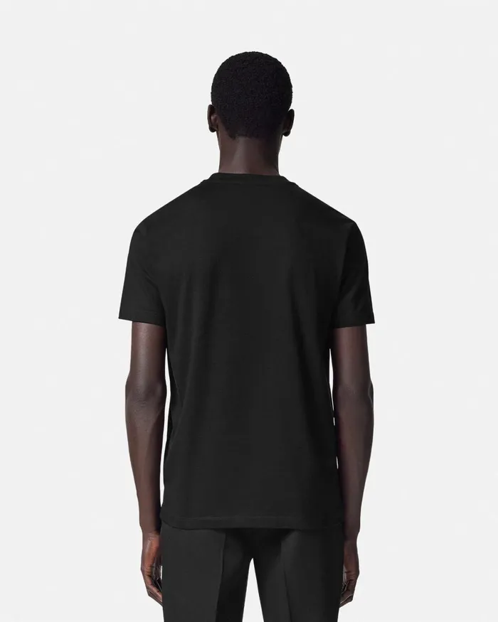 Versace Embroidered Crystal Medusa TShirt Black Men TShirts and Polos