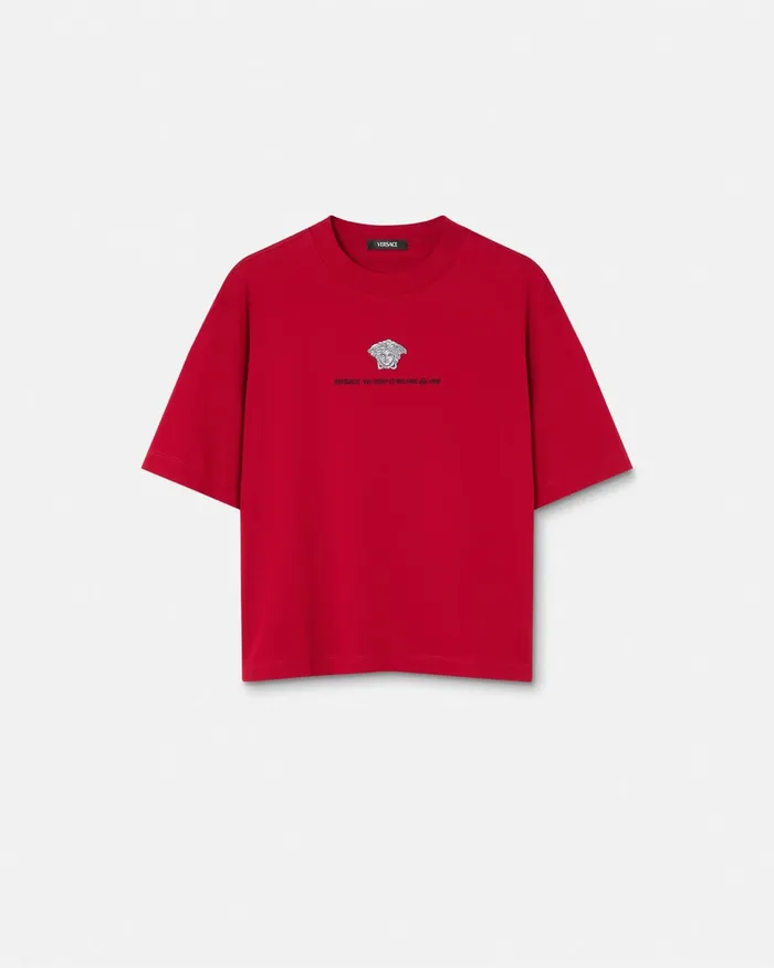 Versace Embroidered Medusa Milano TShirt Red Men TShirts and Polos